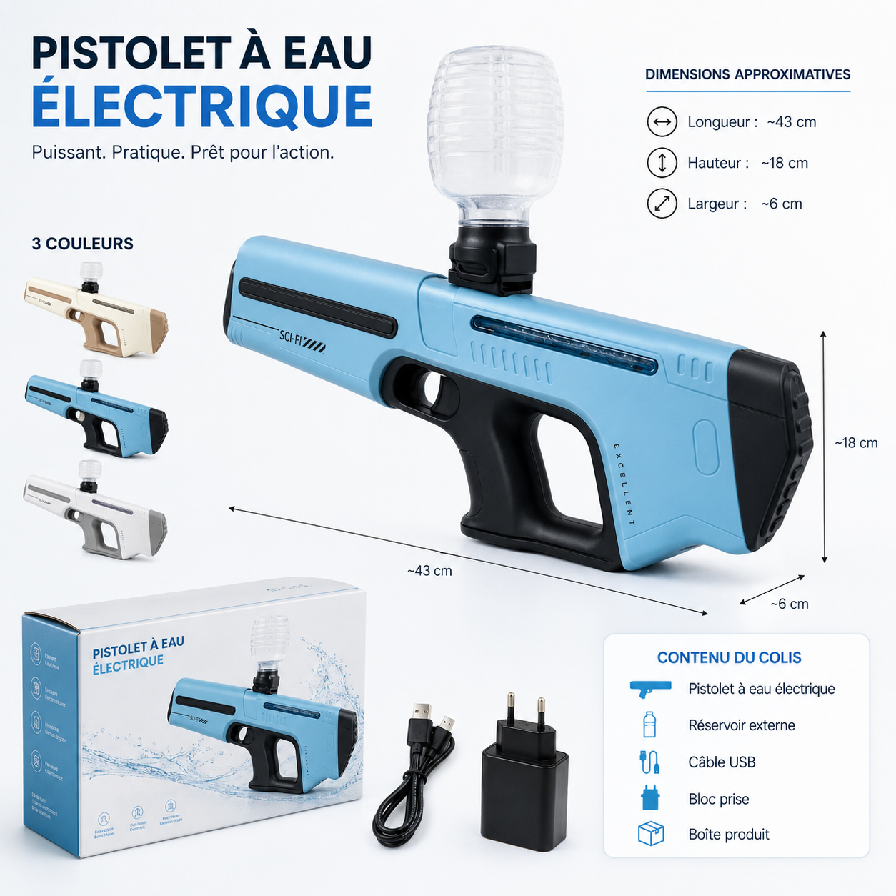 HydroBlaster™ V3 - Pistolet à Eau Électrique Haute Pression