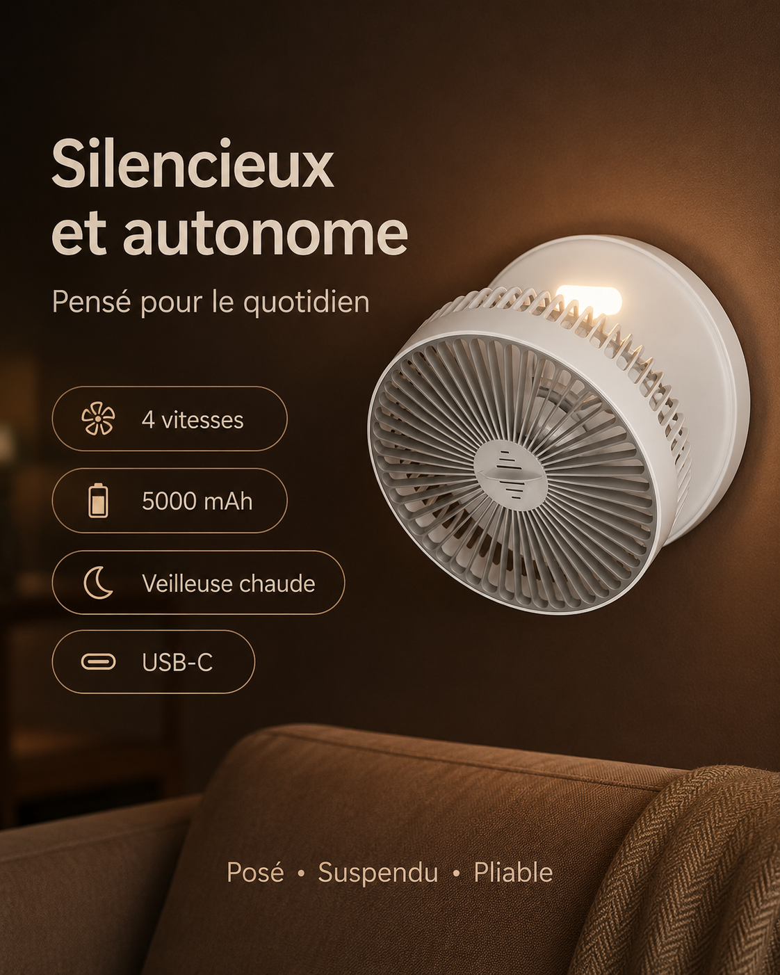 Ventilateur Portable 3-en-1 Rechargeable & Pliable | AIR ARTIC