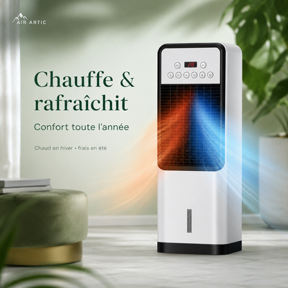 Ventilateur de climatisation vertical électrique domestique mobile à refroidissement et chauffage, sans pales, avec fonction eau et glace