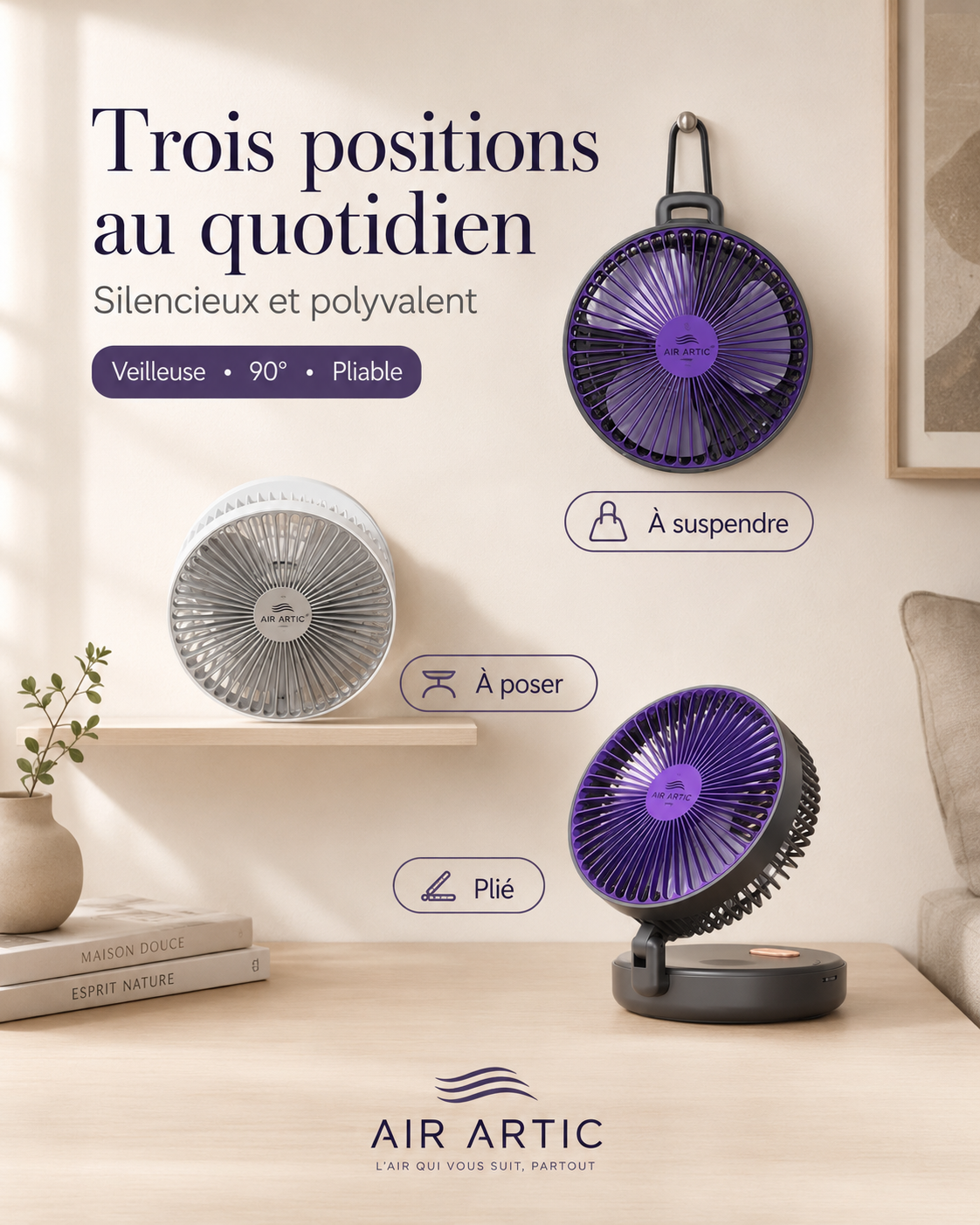 Ventilateur Portable 3-en-1 Rechargeable & Pliable | AIR ARTIC