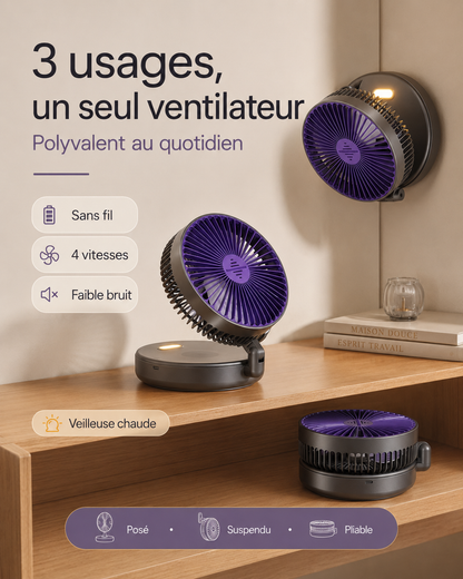 Ventilateur Portable 3-en-1 Rechargeable & Pliable | AIR ARTIC