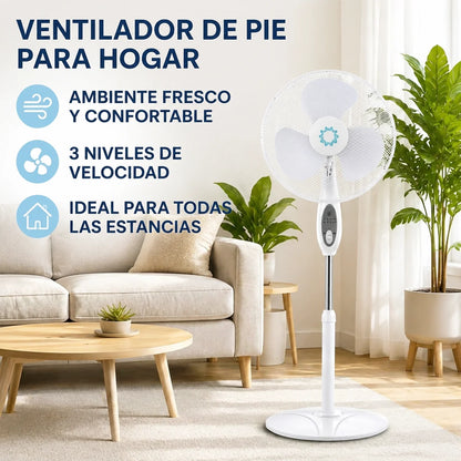 Ventilateur sur pied multifonction 125 cm, télécommande, 3 vitesses et modes de ventilation, minuterie jusqu'à 7,5 h, oscillation automatique, moteur silencieux, hauteur réglable, idéal pour le salon, la chambre et le bu