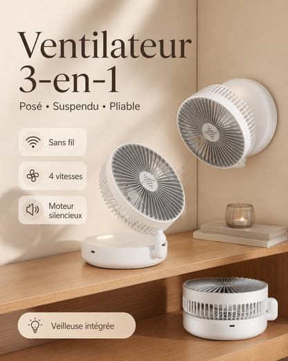 Ventilateur Portable 3-en-1 Rechargeable & Pliable | AIR ARTIC