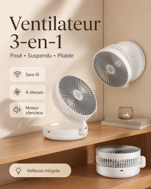 Ventilateur Portable 3-en-1 Rechargeable & Pliable | AIR ARTIC