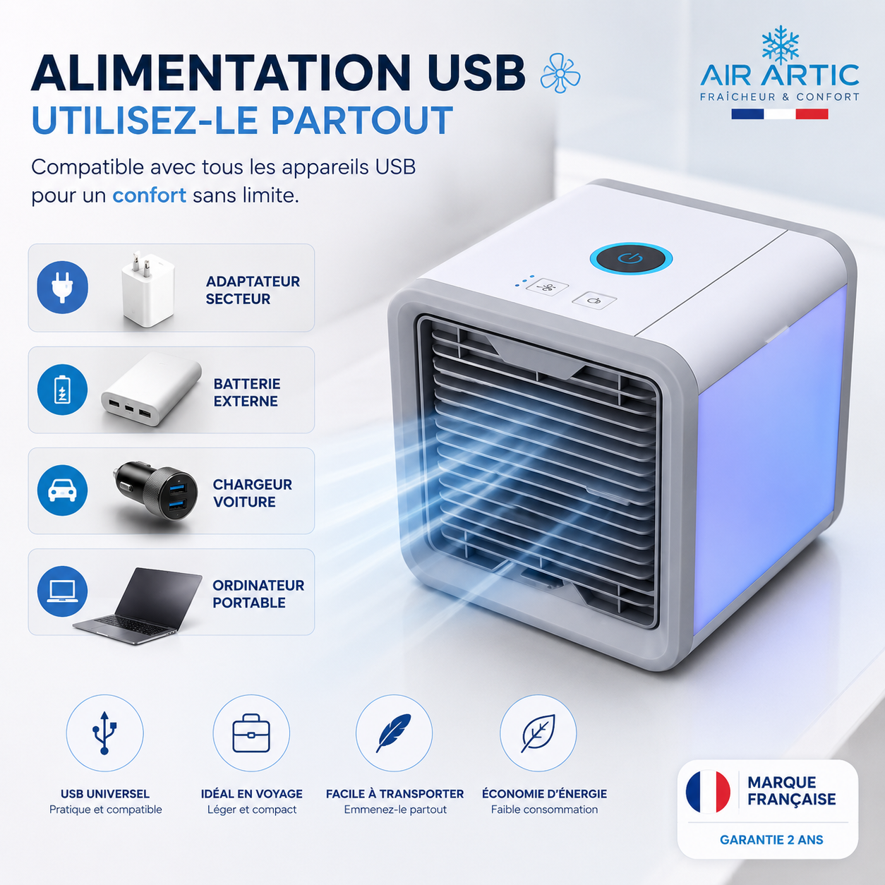 Refroidisseur d’Air Personnel Artic Air™ 3-en-1 | Compact USB