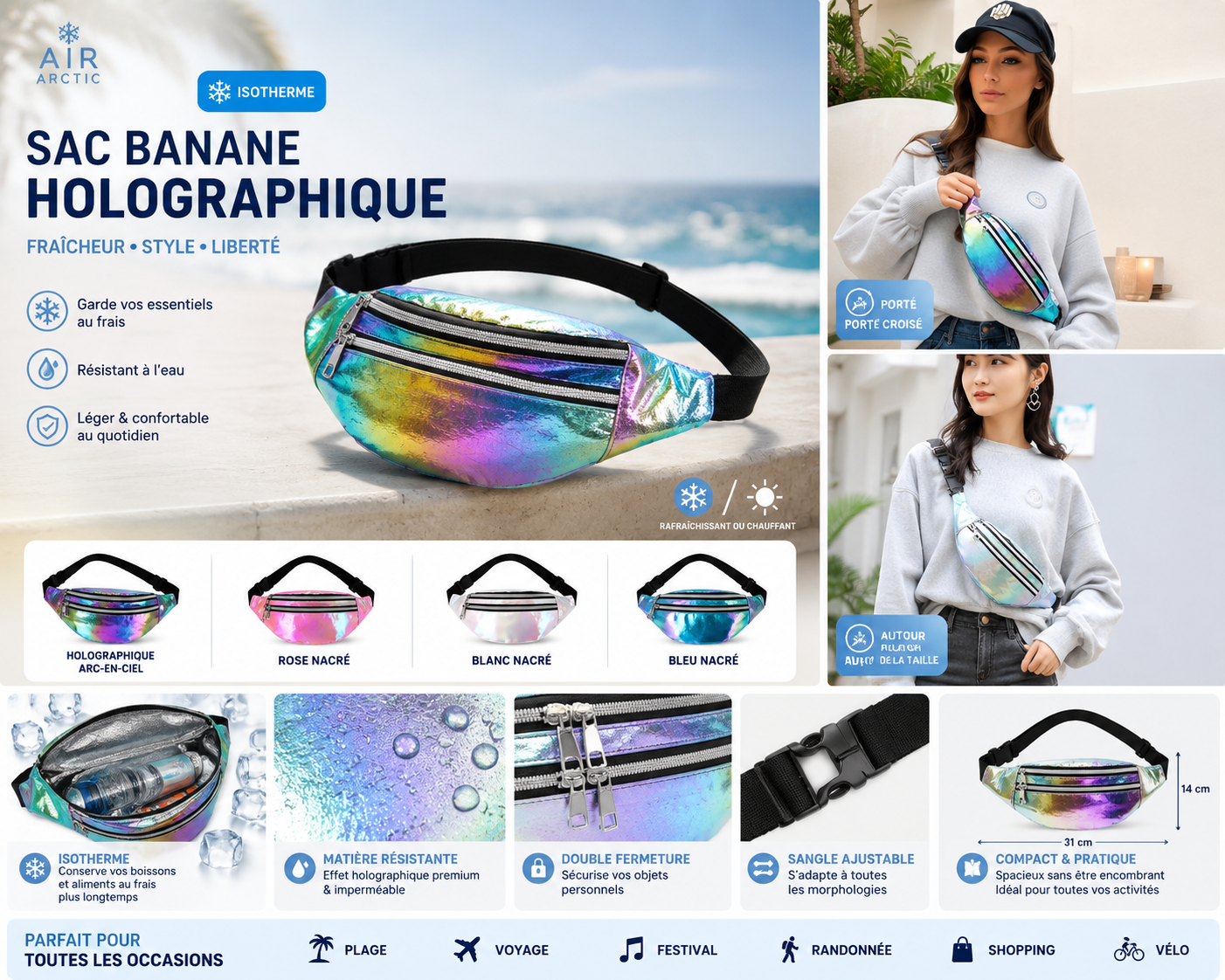 IceBelt™ — Sac Banane Isotherme Holographique