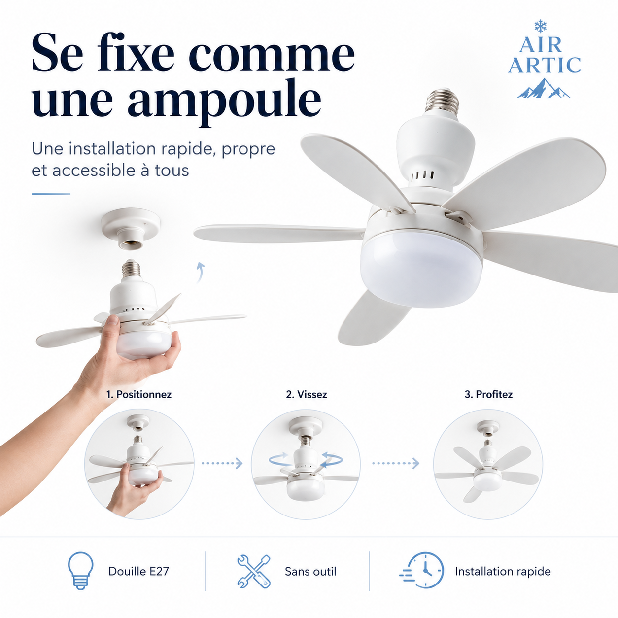 Ventilateur de Plafond LED 30W avec Télécommande