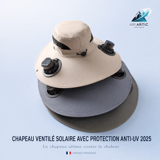 Chapeau ventilé solaire AIR ARTIC avec ventilateurs intégrés et protection anti-UV pour activités en extérieur 