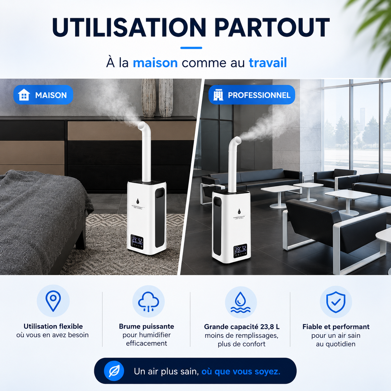 Humidificateur d’Air Haute Performance 23,8 L | Brume Pure™