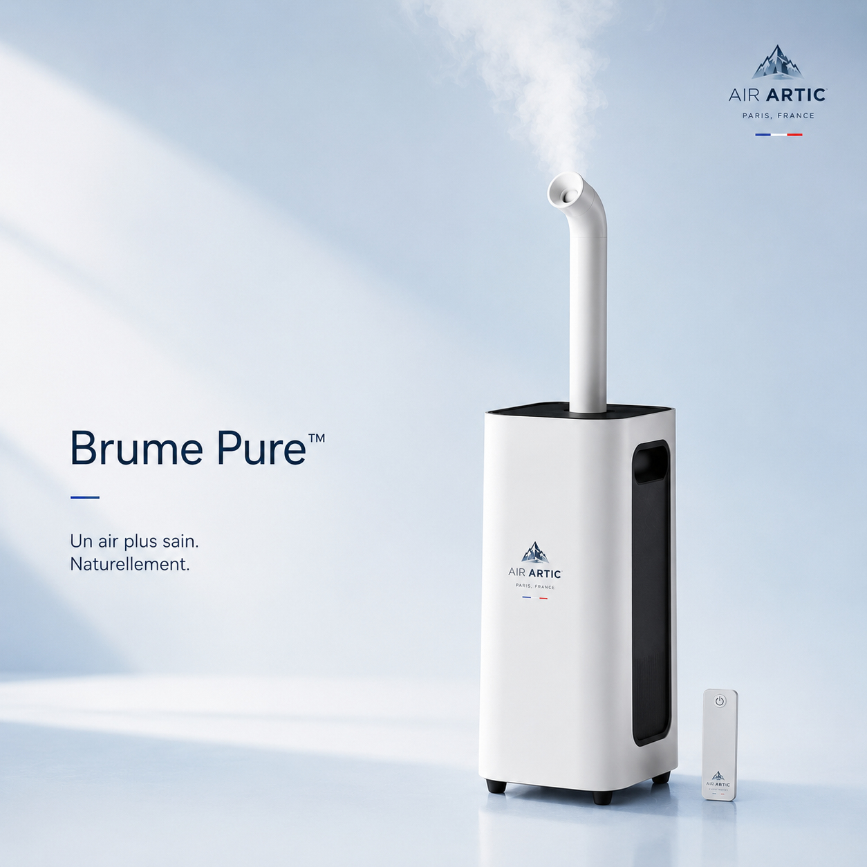 Humidificateur d’air AIR ARTIC Brume Pure avec diffusion de brume fine, télécommande et purification de l’air intérieur