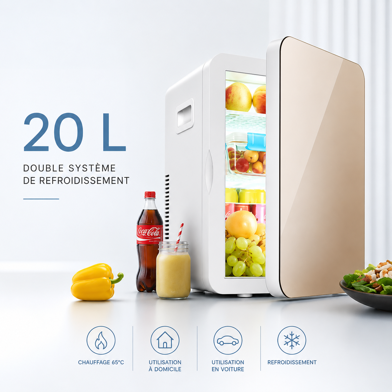 Mini Frigo Compact 20L – Ultra Silencieux
