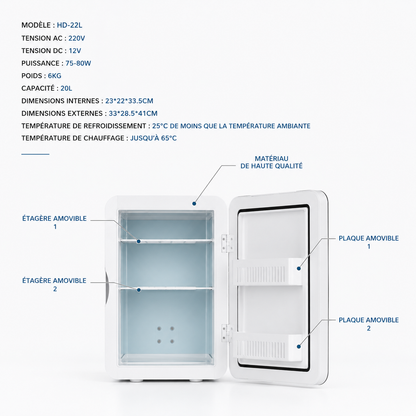 Mini Frigo Compact 20L – Ultra Silencieux