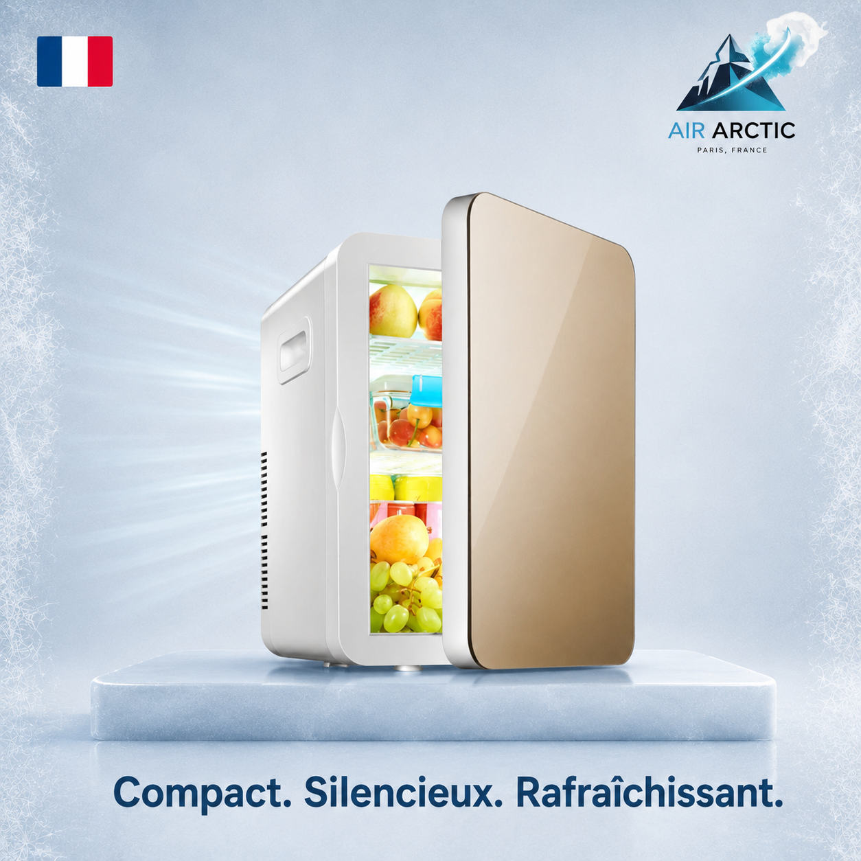Mini frigo compact 20 litres AIR ARTIC ultra silencieux pour bureau, chambre, voiture et conservation des boissons