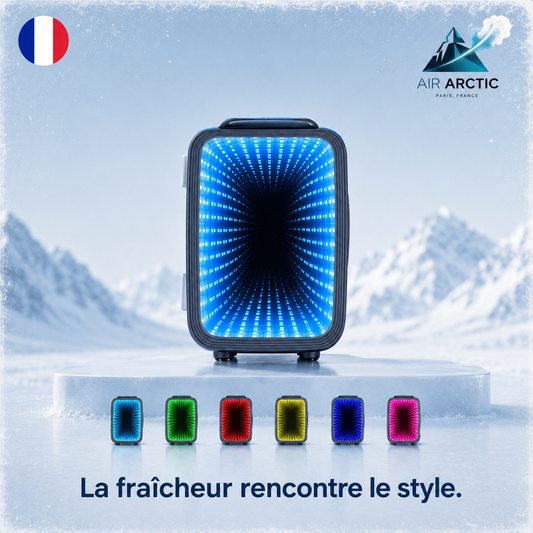 Mini frigo design 4 litres AIR ARTIC avec éclairage LED RGB multicolore pour boissons, cosmétiques et chambre