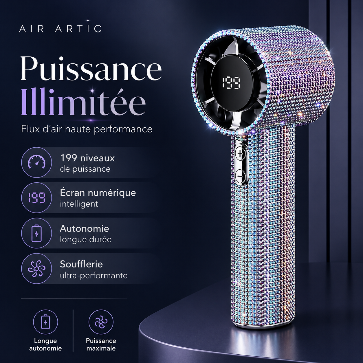 Crystal Wind™ | Ventilateur Portable 199 Niveaux