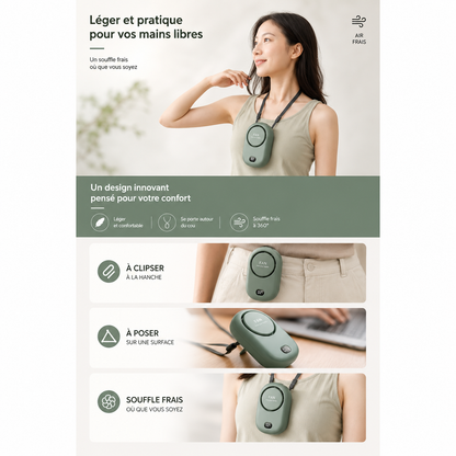 Mini Ventilateur Tour de Cou “Zéphyr” Rechargeable