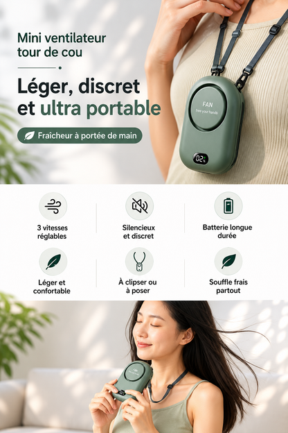 Mini Ventilateur Tour de Cou “Zéphyr” Rechargeable