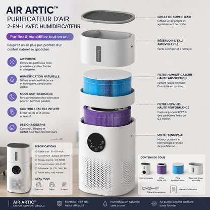 Purificateur d’air 2-en-1 AIR ARTIC™ avec humidificateur