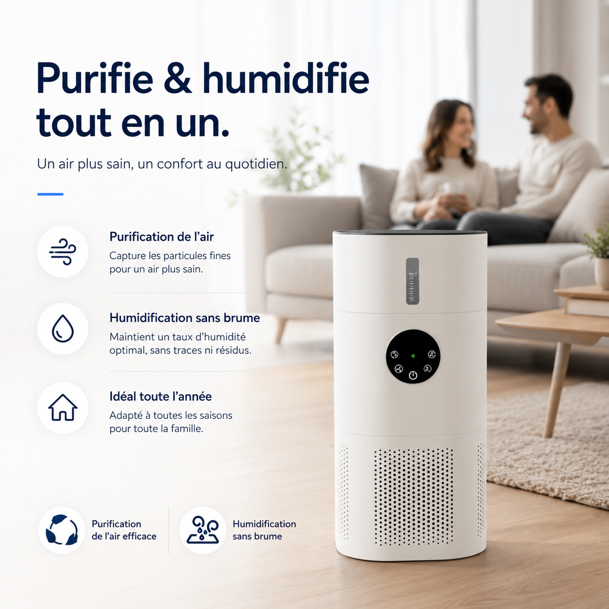 Purificateur d’air 2-en-1 AIR ARTIC™ avec humidificateur
