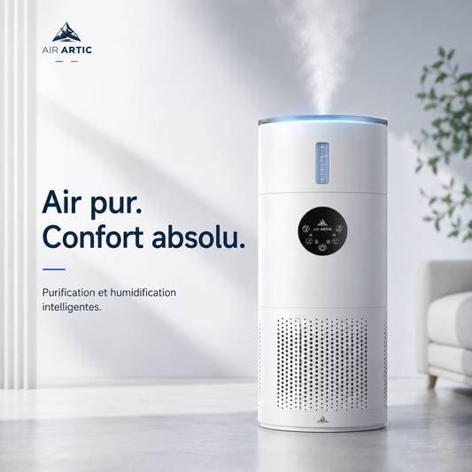 Purificateur d’air 2-en-1 AIR ARTIC avec humidificateur intégré pour améliorer la qualité de l’air intérieur et le confort respiratoire