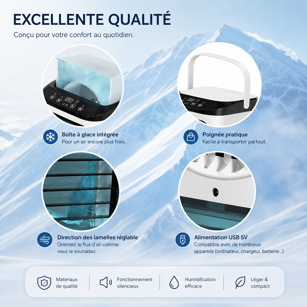 Rafraîchisseur d’Air Portable 3-en-1