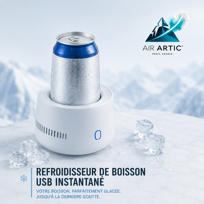 Refroidisseur de boisson USB instantané AIR ARTIC pour canettes, bouteilles et boissons fraîches en quelques minutes