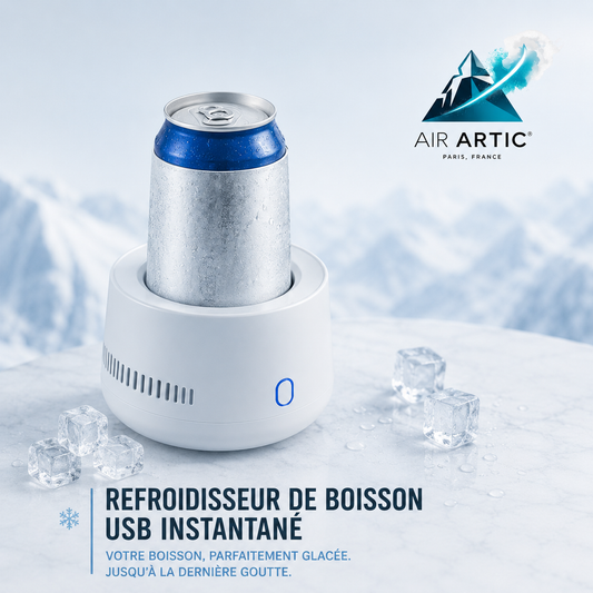 Refroidisseur de boisson USB instantané AIR ARTIC pour canettes, bouteilles et boissons fraîches en quelques minutes