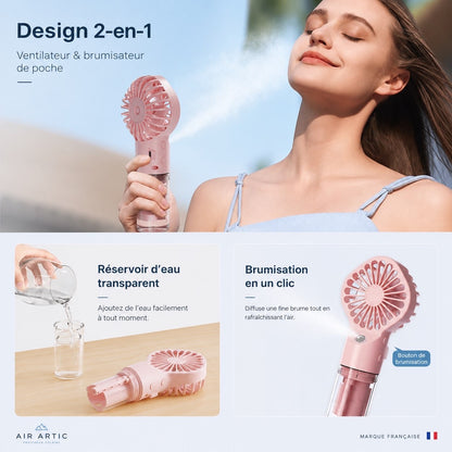 Ventilateur-Brumisateur de Poche 2-en-1