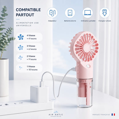 Ventilateur-Brumisateur de Poche 2-en-1