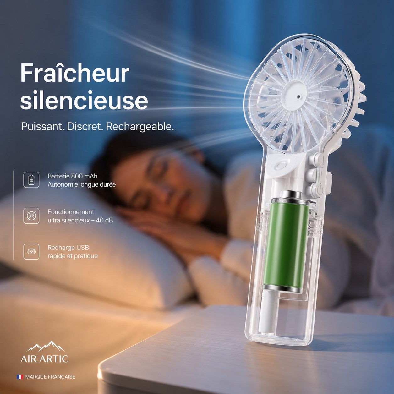 Ventilateur-Brumisateur de Poche 2-en-1