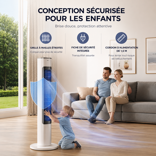 CLIM 2-EN-1™ | Ventilateur Tour Premium 90°