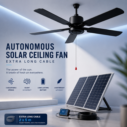Ventilateur de Plafond Solaire 132 cm – Énergie Verte