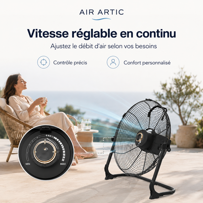 Ventilateur portable Air Artic installé dans une chambre pour une ventilation confortable et silencieuse