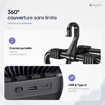 Ventilateur Fix/Portable Haute Autonomie 20 000 mAh | Flex Pro