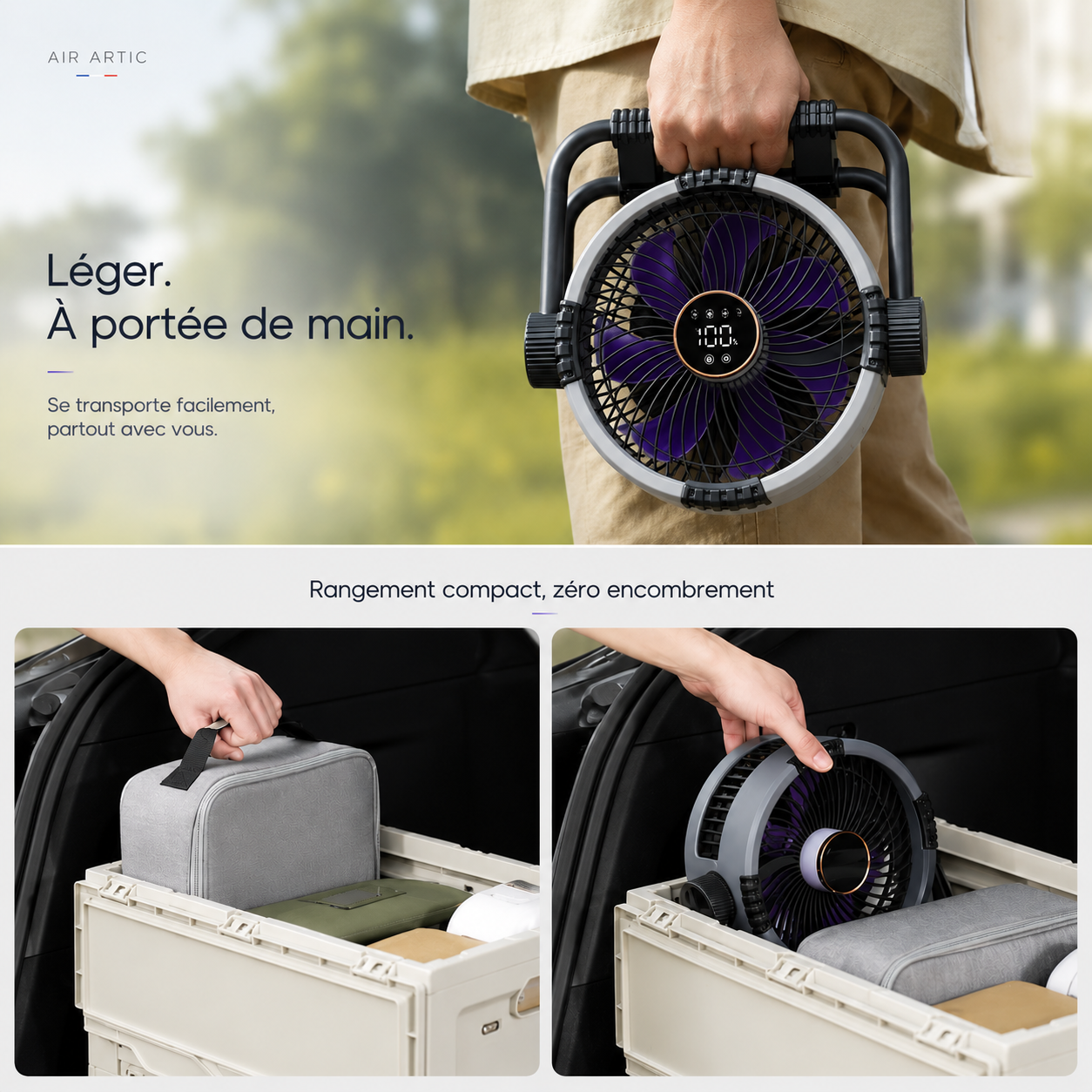 Ventilateur Fix/Portable Haute Autonomie 20 000 mAh | Flex Pro