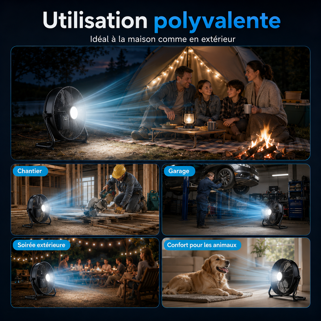Ventilateur portable puissant Air Artic pour intérieur et extérieur.