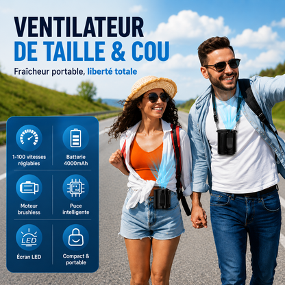 Ventilateur de Taille Portable & Collier "Bourrasque"