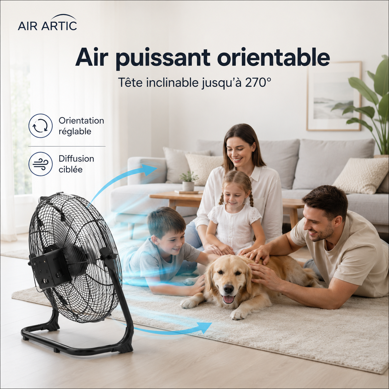 Ventilateur sans fil Air Artic utilisé en partout avec structure métallique robuste et débit d’air puissant