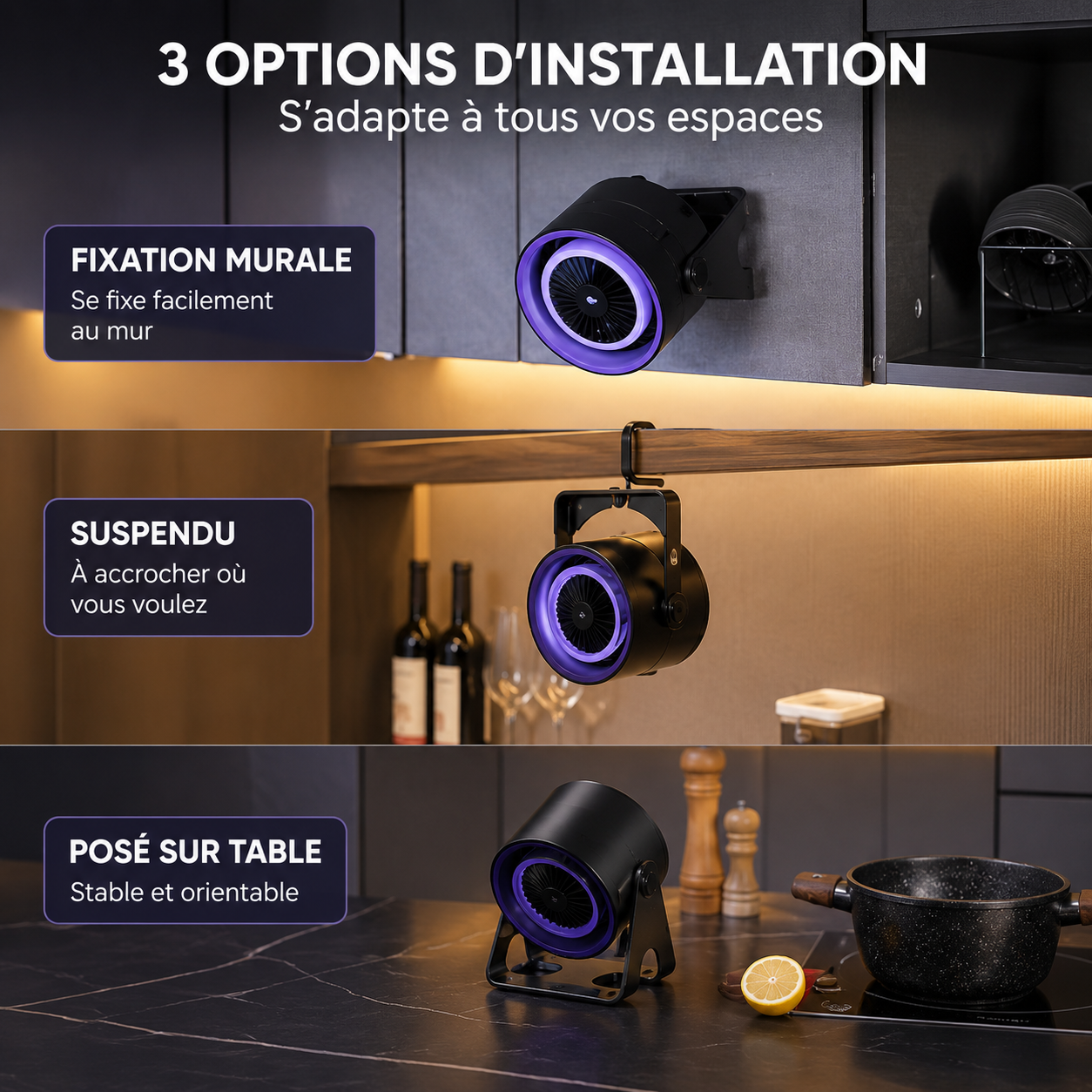Ventilateur ArcticFlow™ Sans Pales, Rechargeable USB & Installation Flexible