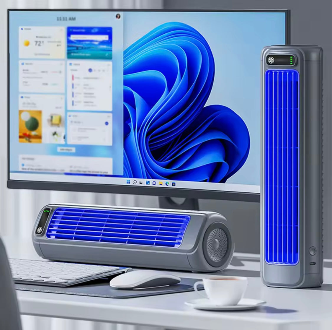 Ventilateur Tour de Bureau Rechargeable, 3 vitesses V1