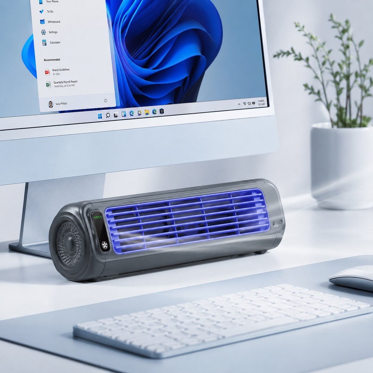 Ventilateur Tour de Bureau Rechargeable, 3 vitesses V1