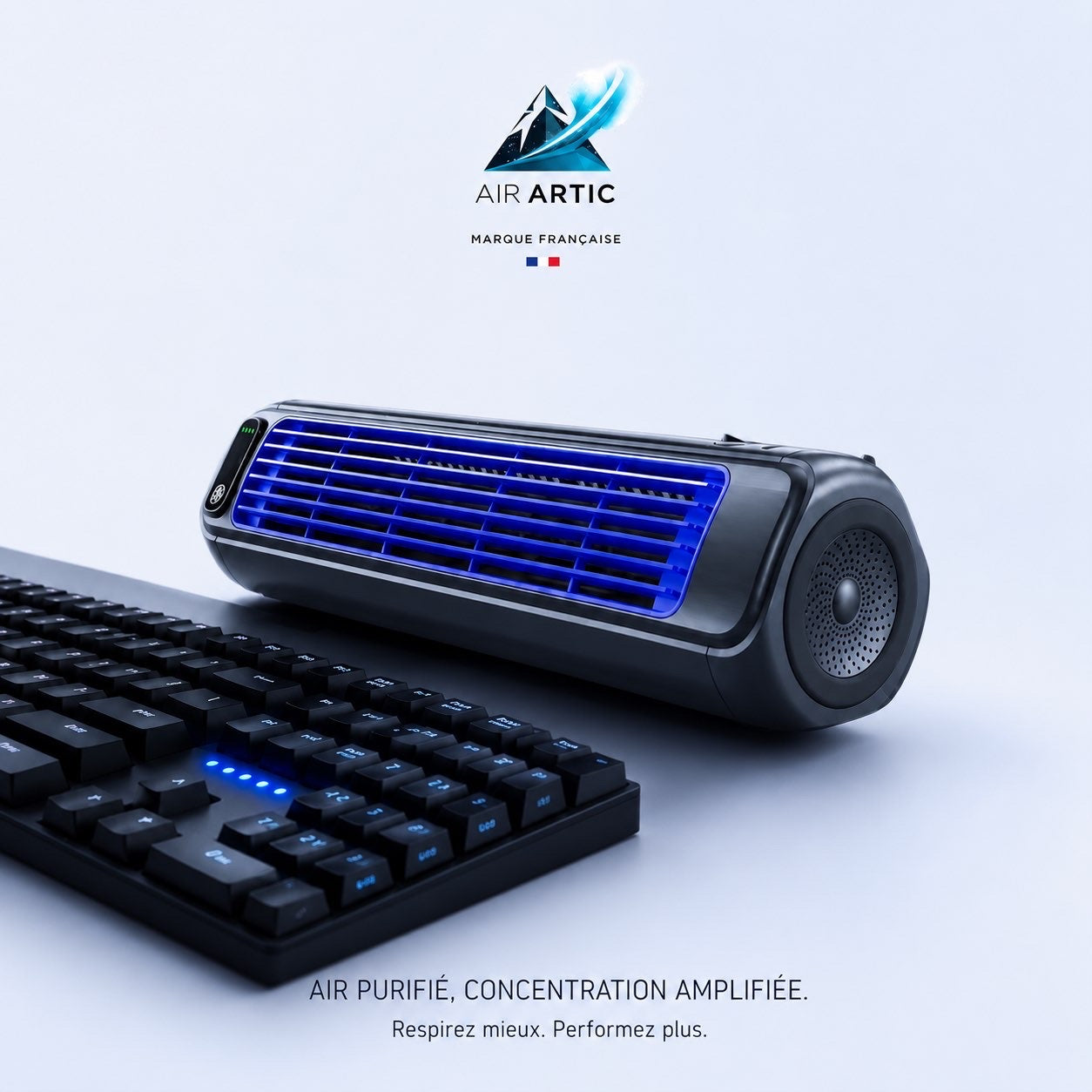Ventilateur tour de bureau rechargeable AIR ARTIC avec 3 vitesses, design compact, silencieux et idéal pour bureau, chambre ou espace de travail
