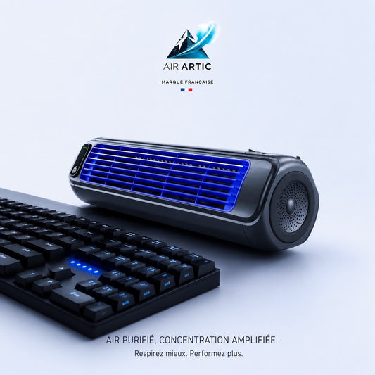 Ventilateur tour de bureau rechargeable AIR ARTIC avec 3 vitesses, design compact, silencieux et idéal pour bureau, chambre ou espace de travail